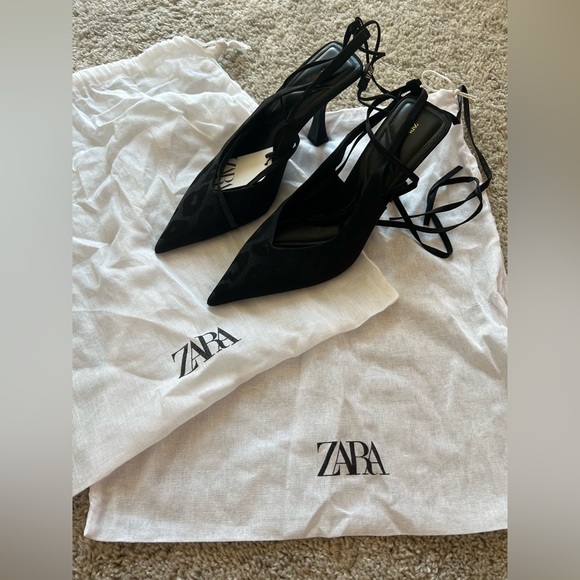 NWT ZARA HEELED SLINGBACKS❤️ - Black - Picture 2 of 8